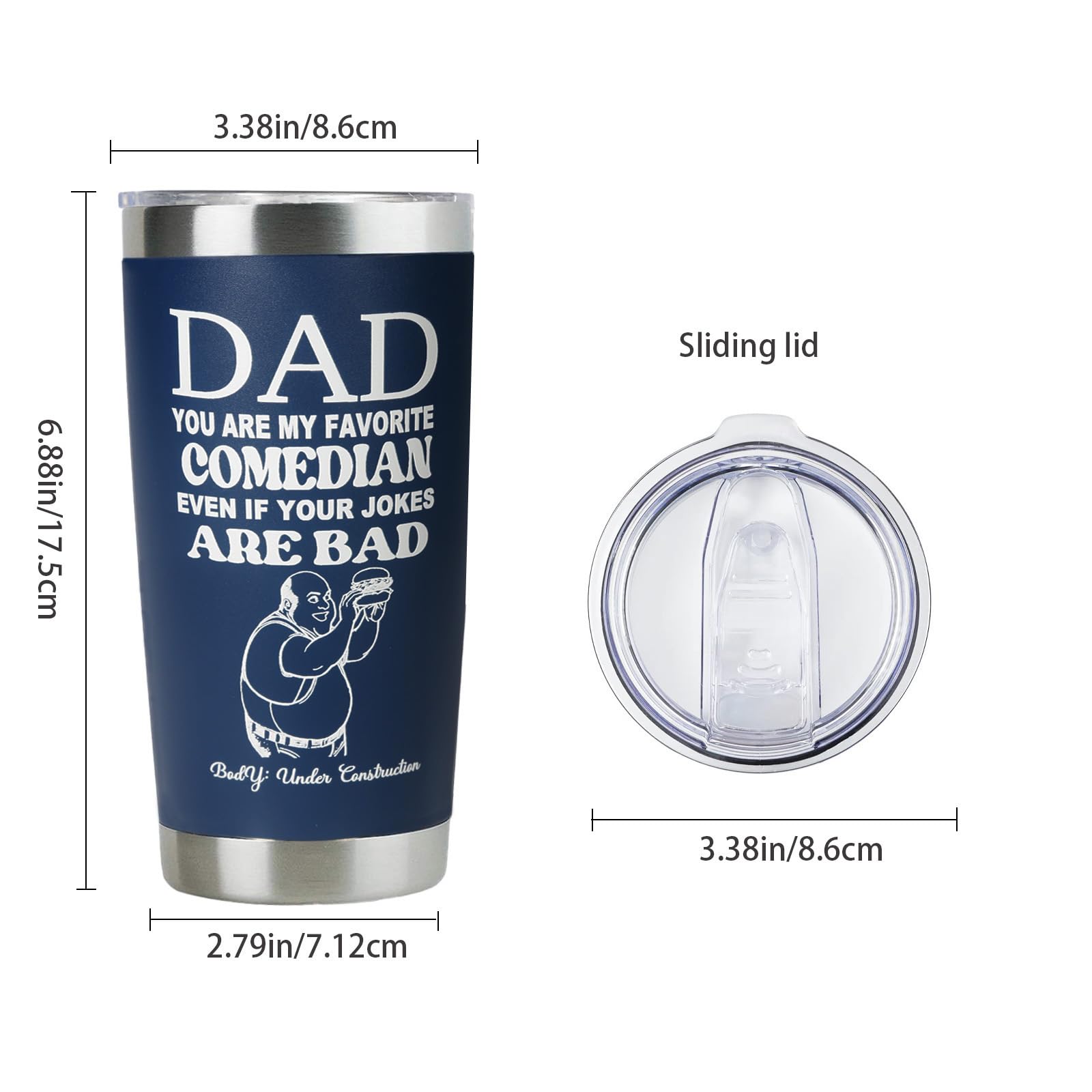 Carselage Stainless Steel Tumbler 20Oz Navy Blue Fathers Day Gift Dad