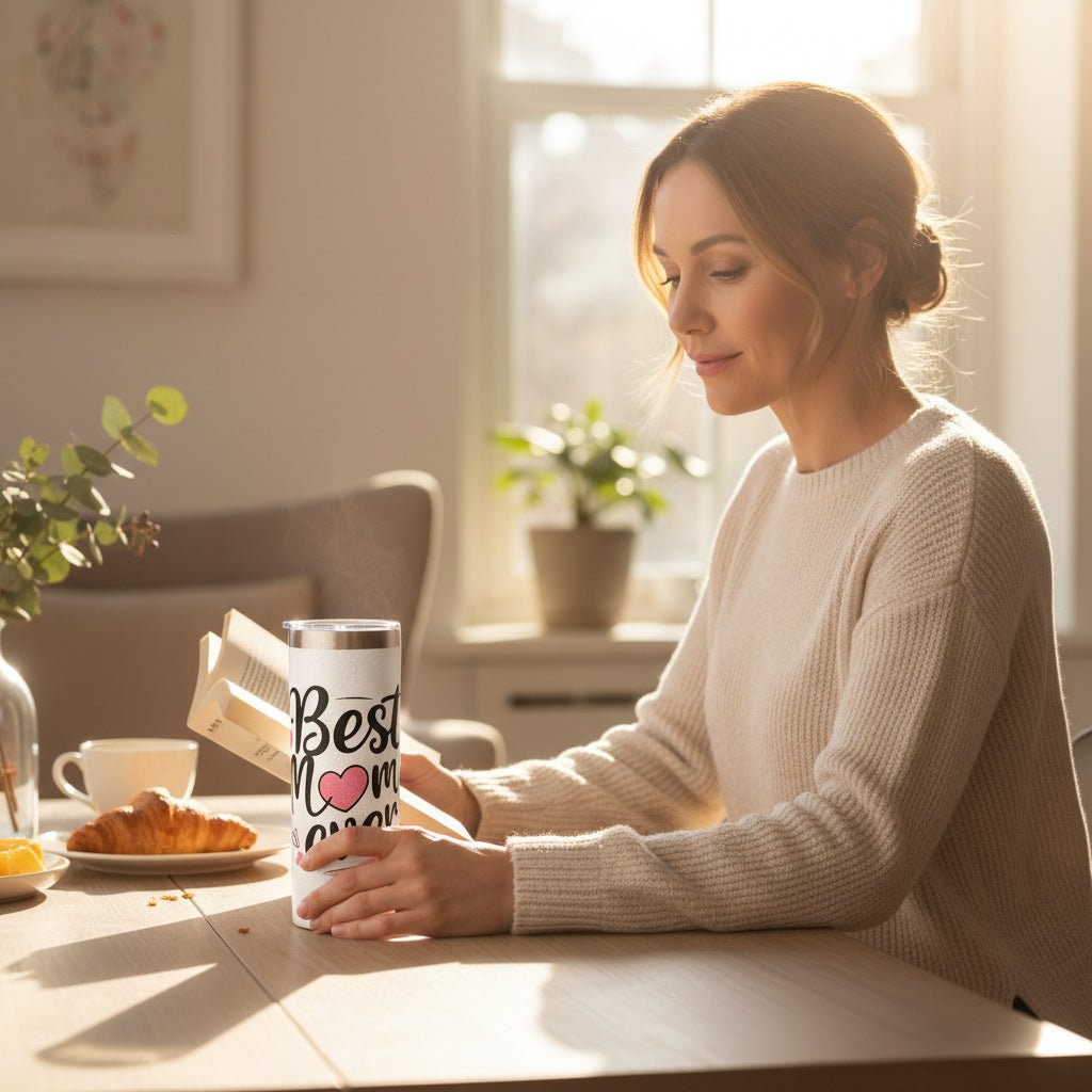 Best Mom Ever White Skinny Tumbler - Gift for Mom Birthday Mothers Day